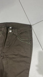 Cotton Pants Embroidered Straight Fit  (XS)
