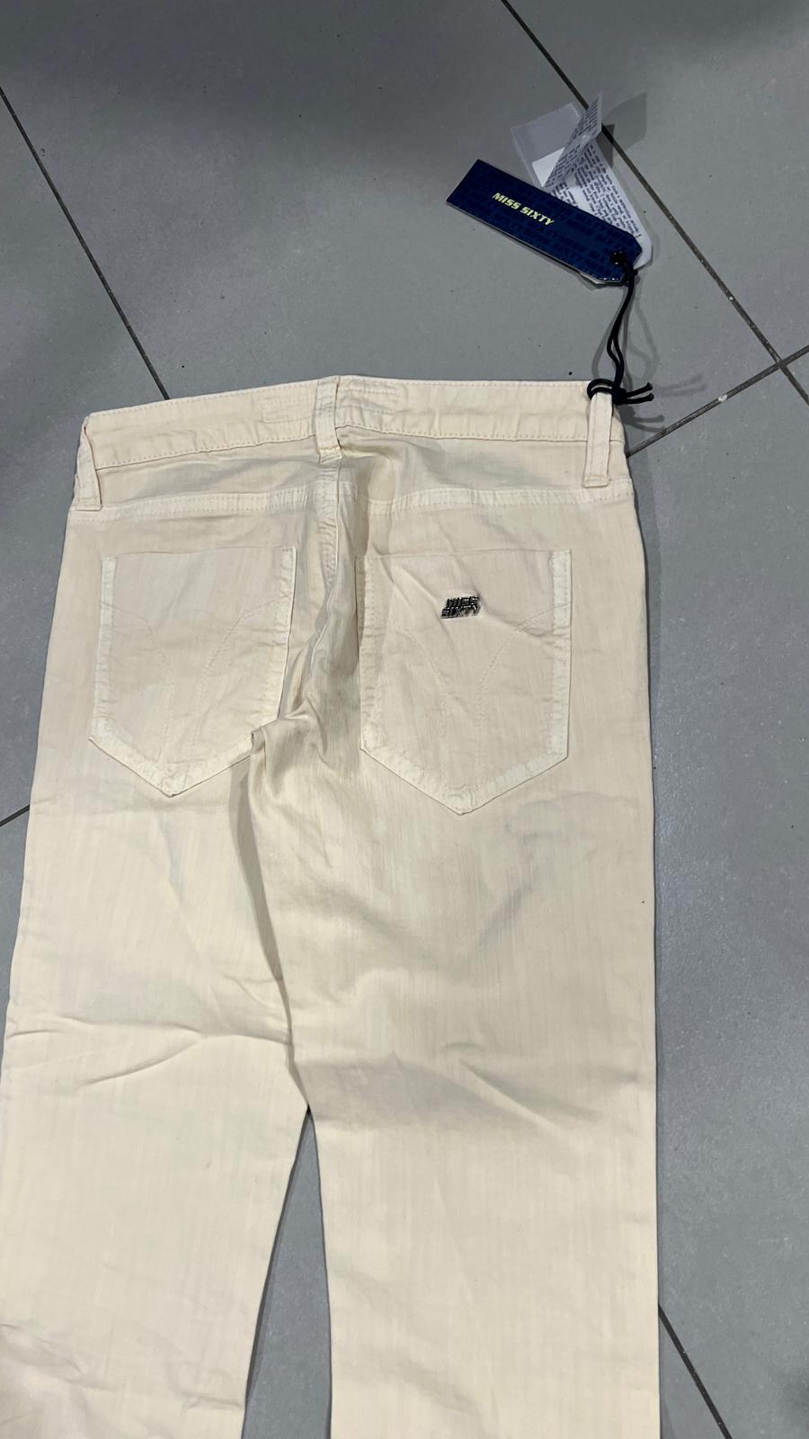 Cotton Denim Pants Embroidered Miss Sixty Baggy Fit Vintage Y2K 90s 00s Hip-Hop (XXS)