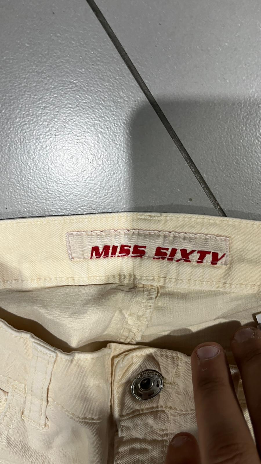 Cotton Denim Pants Embroidered Miss Sixty Baggy Fit Vintage Y2K 90s 00s Hip-Hop (XXS)