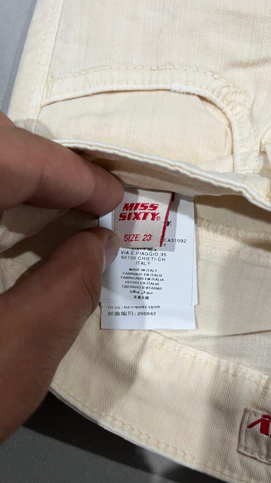 Cotton Denim Pants Embroidered Miss Sixty Baggy Fit Vintage Y2K 90s 00s Hip-Hop (XXS)