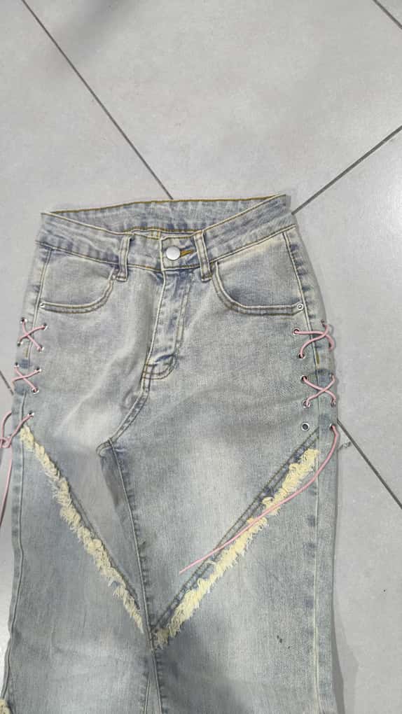 Denim Jeans Baggy Fit Particular Strappi  (XXS)