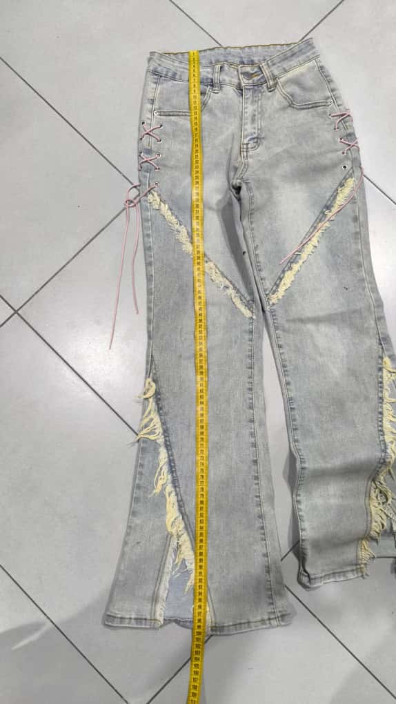 Denim Jeans Baggy Fit Particular Strappi  (XXS)