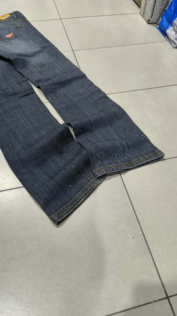 Denim Jeans Washed Embroidered Straight Fit  (S)