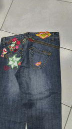 Denim Jeans Washed Embroidered Straight Fit  (S)
