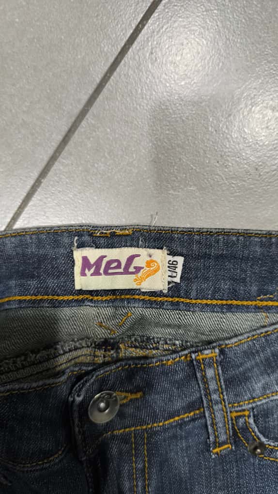 Denim Jeans Washed Embroidered Straight Fit  (S)