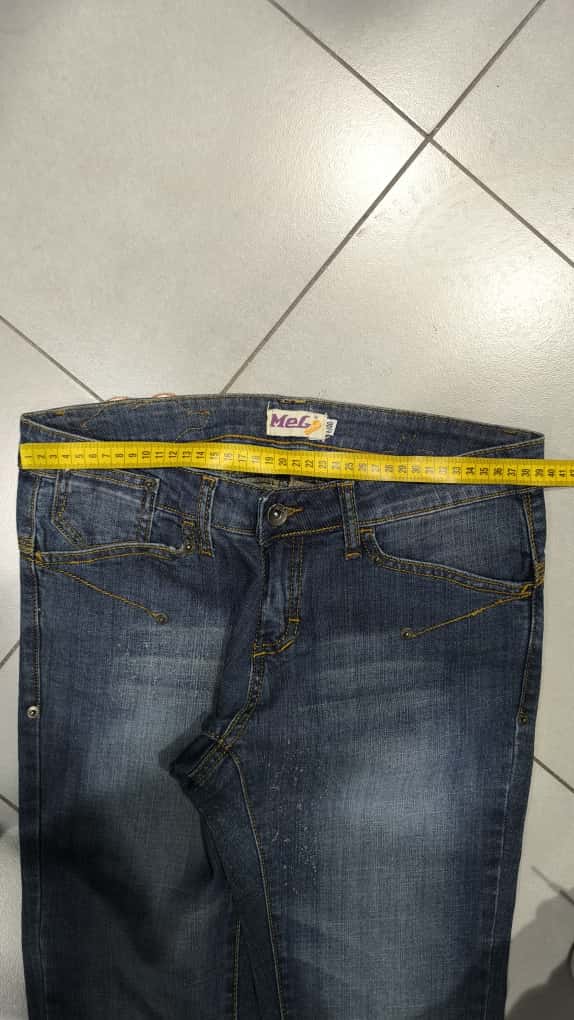 Denim Jeans Washed Embroidered Straight Fit  (S)