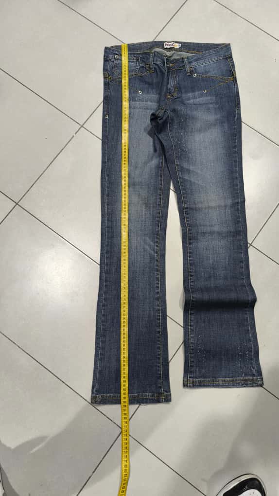 Denim Jeans Washed Embroidered Straight Fit  (S)