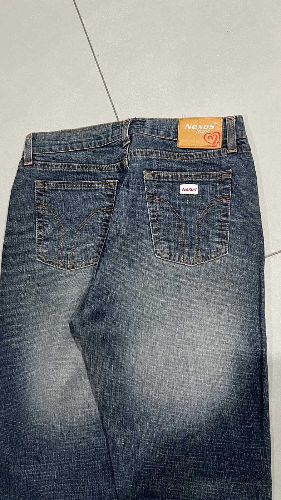 Denim Jeans Washed Embroidered Baggy Fit Vintage Y2K 90s 00s American Style Hip-Hop (XXS)