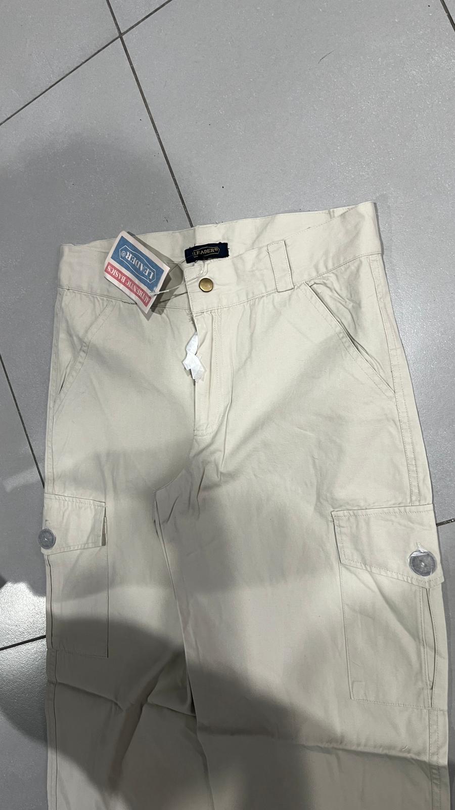 Cotton Cargo Pants Beige Baggy Fit  (M)