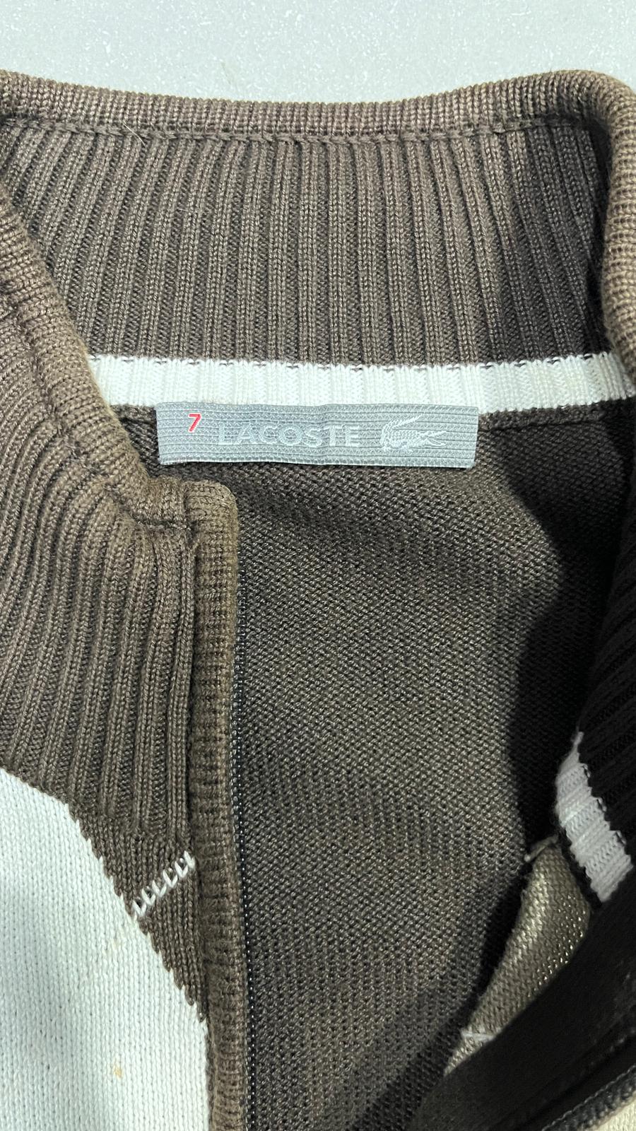 Maglioncino Zip Lacoste a Scacchi Vintage Y2K 90s 00s American Style Hip-Hop (XXL)