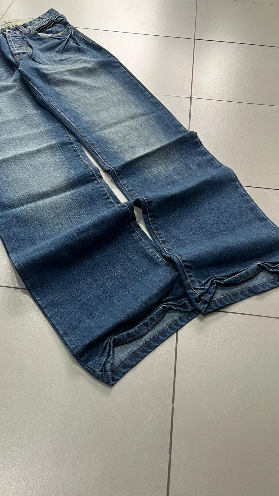 Denim Jeans Washed Embroidered Baggy Fit Vintage Y2K 90s 00s American Style Hip-Hop (S)