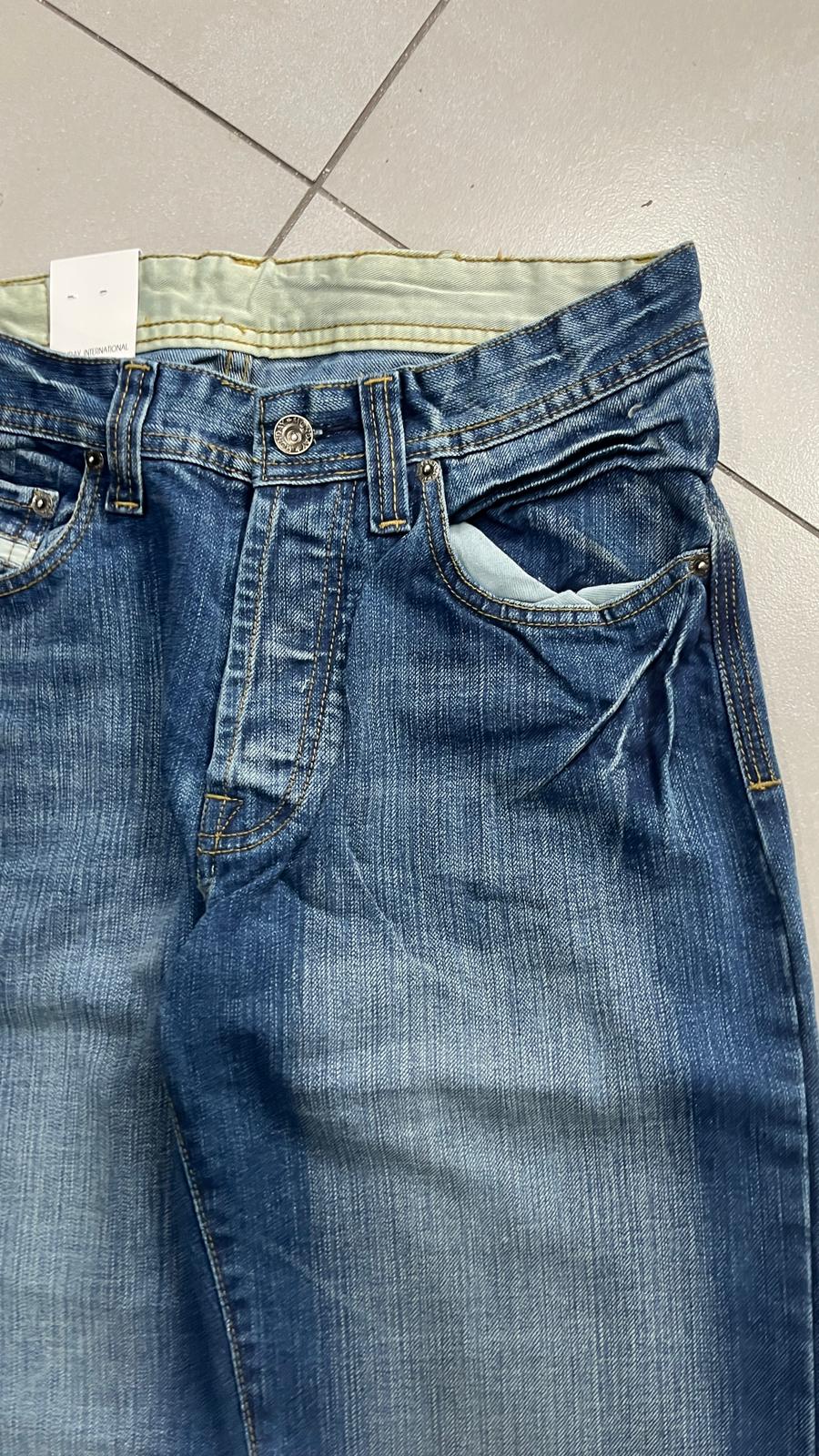 Denim Jeans Washed Embroidered Baggy Fit Vintage Y2K 90s 00s American Style Hip-Hop (S)