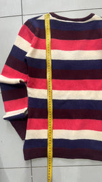 Maglioncino a righe scollo a V Lacoste Vintage Y2K 90s 00s American Style Hip-Hop (XS)