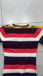 Maglioncino a righe scollo a V Lacoste Vintage Y2K 90s 00s American Style Hip-Hop (XS)