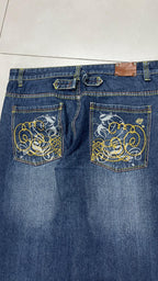 Denim Embroidered Jeans Baggy Fit  (XXL)