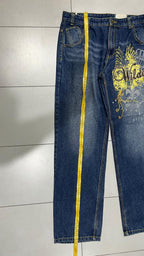 Denim Embroidered Jeans Baggy Fit  (XXL)