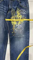 Denim Embroidered Jeans Baggy Fit  (XXL)