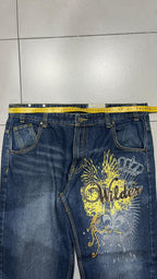 Denim Embroidered Jeans Baggy Fit  (XXL)