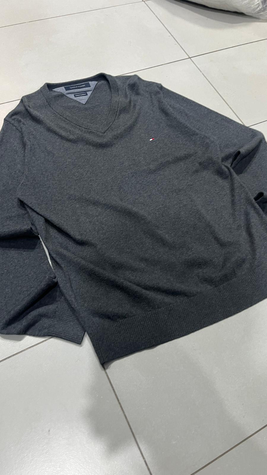 Maglione Tommy Hilfiger Sweater Scollo a V Vintage Y2K 90s 00s American Style Hip-Hop (L)