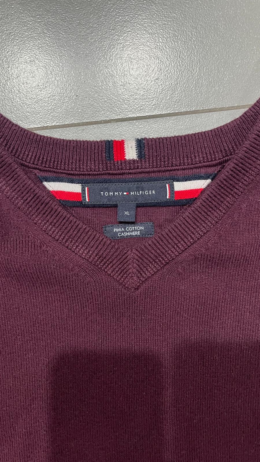 Sweater Tommy Hilfiger - Maglione Rosso Vintage Y2K 90s 00s American Style Hip-Hop (XL)