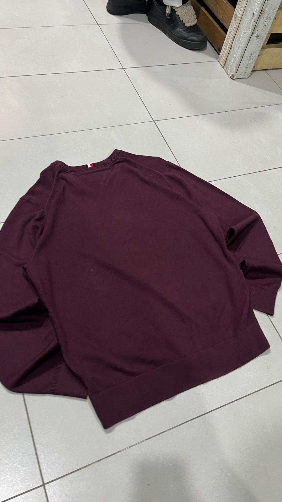 Sweater Tommy Hilfiger - Maglione Rosso Vintage Y2K 90s 00s American Style Hip-Hop (XL)