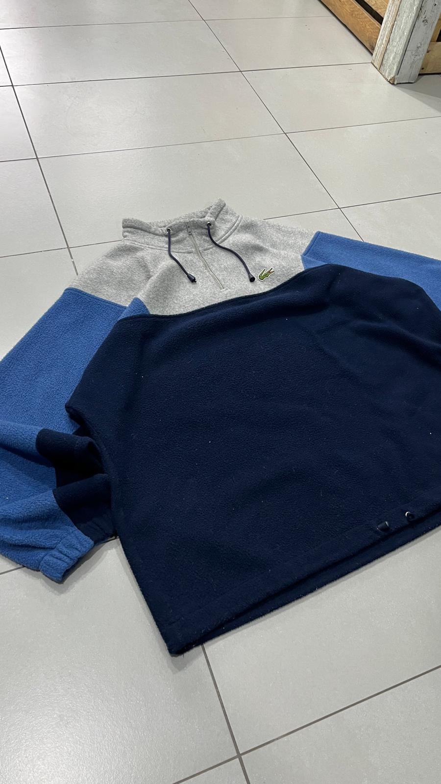 Maglione Pile Lacoste Multicolor 1/4 Zip Vintage Y2K 90s 00s American Style Hip-Hop (XXL)
