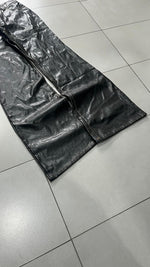 Denim Leather Jeans Bootcut Baggy Fit Vintage Y2K 90s 00s American Style Hip-Hop (S)