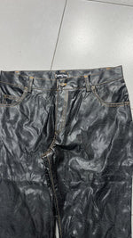 Denim Leather Jeans Bootcut Baggy Fit Vintage Y2K 90s 00s American Style Hip-Hop (S)