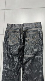 Denim Leather Jeans Bootcut Baggy Fit Vintage Y2K 90s 00s American Style Hip-Hop (S)