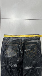 Denim Leather Jeans Bootcut Baggy Fit Vintage Y2K 90s 00s American Style Hip-Hop (S)