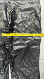 Denim Leather Jeans Bootcut Baggy Fit Vintage Y2K 90s 00s American Style Hip-Hop (S)