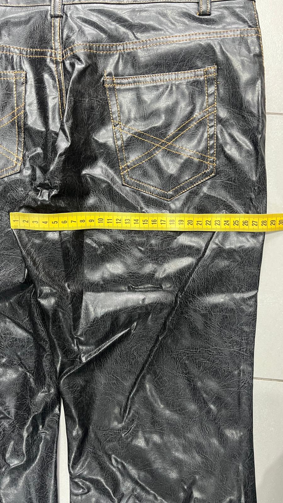 Denim Leather Jeans Bootcut Baggy Fit Vintage Y2K 90s 00s American Style Hip-Hop (S)