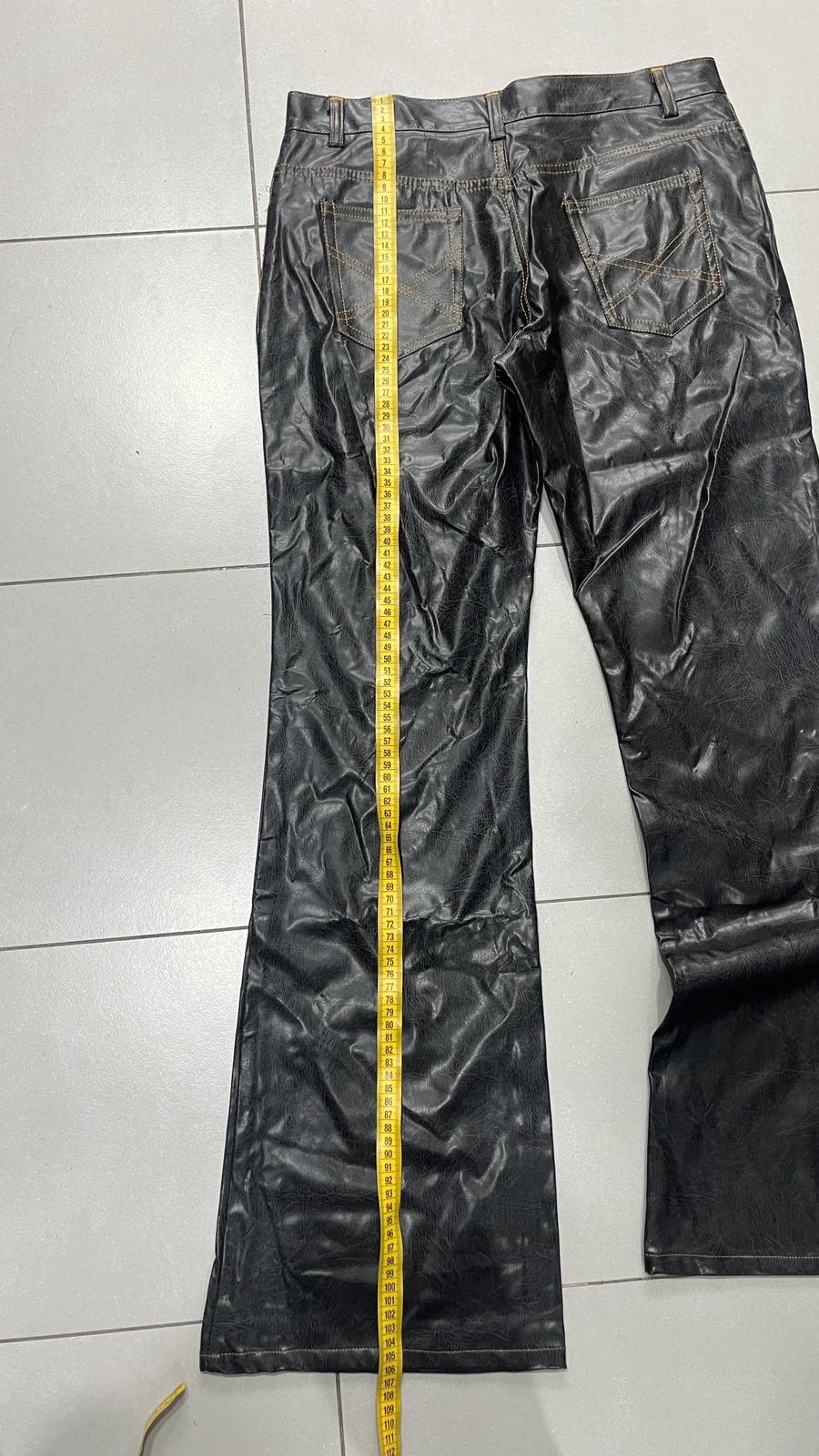 Denim Leather Jeans Bootcut Baggy Fit Vintage Y2K 90s 00s American Style Hip-Hop (S)