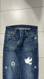 Denim Levis 505 Baggy Fit Custom "Israel" Vintage Y2K 90s 00s American Style Hip-Hop (M)