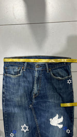 Denim Levis 505 Baggy Fit Custom "Israel" Vintage Y2K 90s 00s American Style Hip-Hop (M)