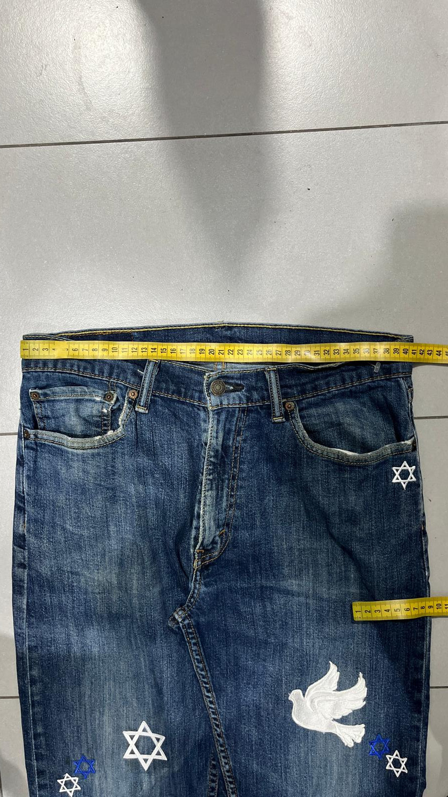 Denim Levis 505 Baggy Fit Custom "Israel" Vintage Y2K 90s 00s American Style Hip-Hop (M)