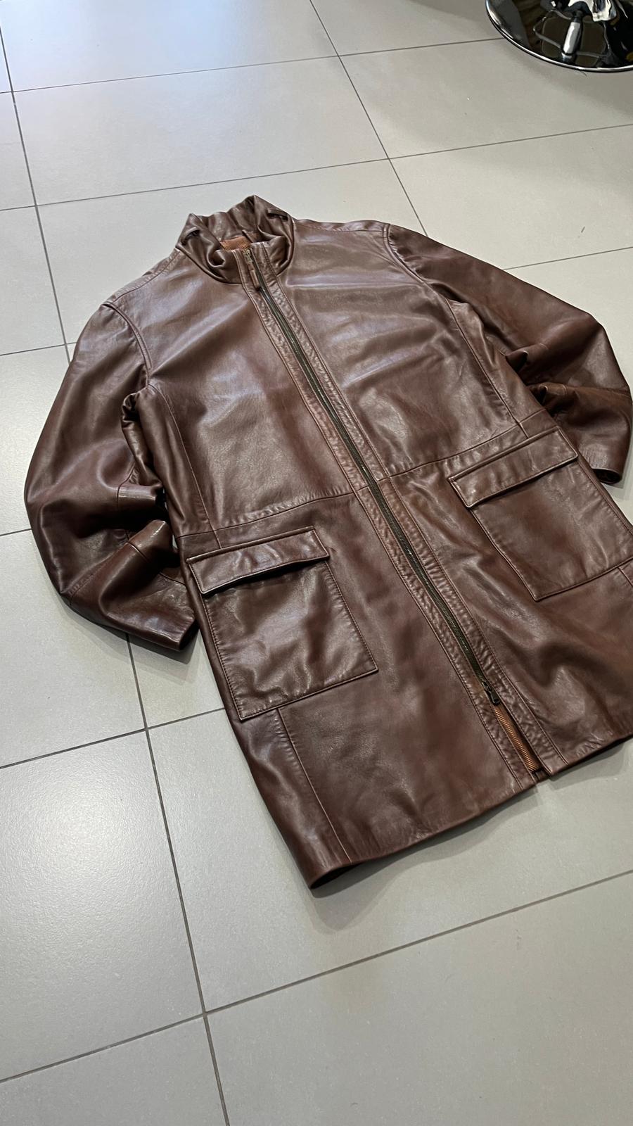 Capotto Lungo in Vera Pelle Vintage Y2K 90s 00s American Style Hip-Hop (XL)