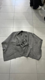 Poncho Ralph Lauren in maglia grigio con cintura Vintage Y2K 90s 00s American Style Hip-Hop (S)