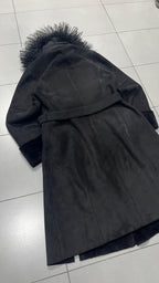 Cappotto Lungo con Pelliccia Pelle Scamosciata (M)