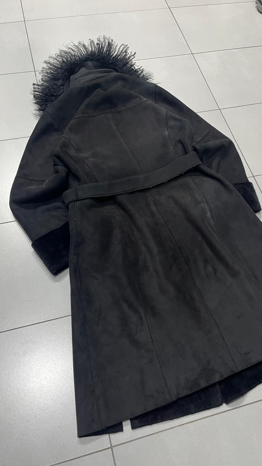 Cappotto Lungo con Pelliccia Pelle Scamosciata (M)