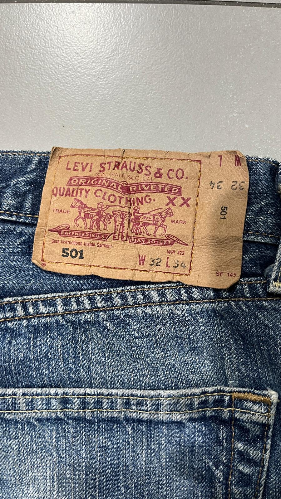 Denim Levis 501 Straight Fit Washed Vintage Y2K 90s 00s American Style Hip-Hop (M)