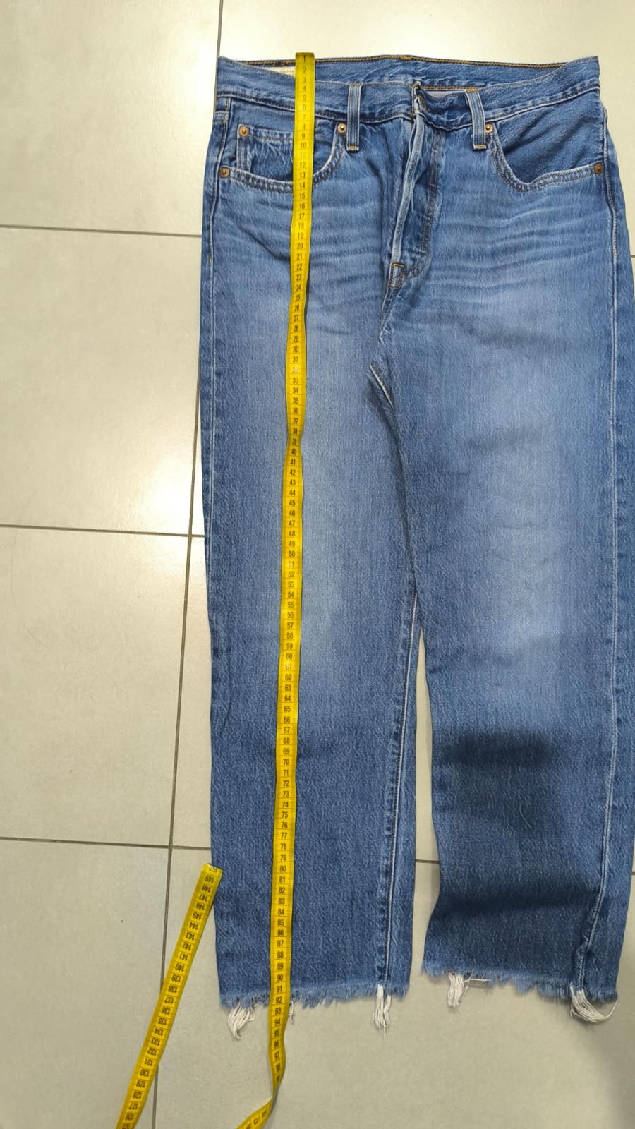 Denim Levis 501 Sfrangiato Straight Fit Vintage Y2K 90s 00s American Style Hip-Hop (S)