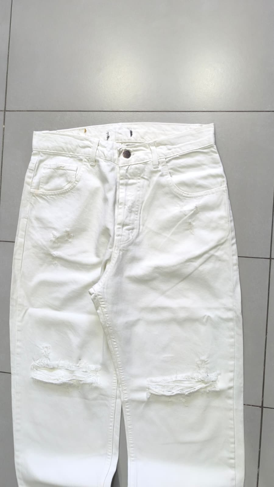 Denim Jeans White Baggy Fit (M)