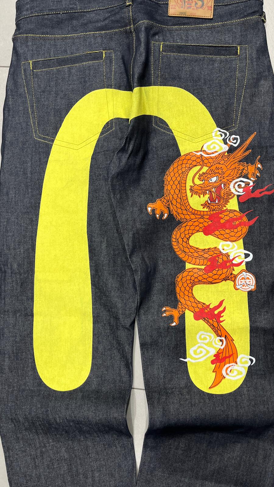 Raw Denim Jeans Evisu Cimosato Selvedge Made In Japan Straight Fit (L)