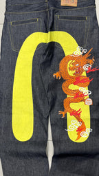 Raw Denim Jeans Evisu Cimosato Selvedge Made In Japan Straight Fit (L)