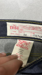 Raw Denim Jeans Evisu Cimosato Selvedge Made In Japan Straight Fit (L)
