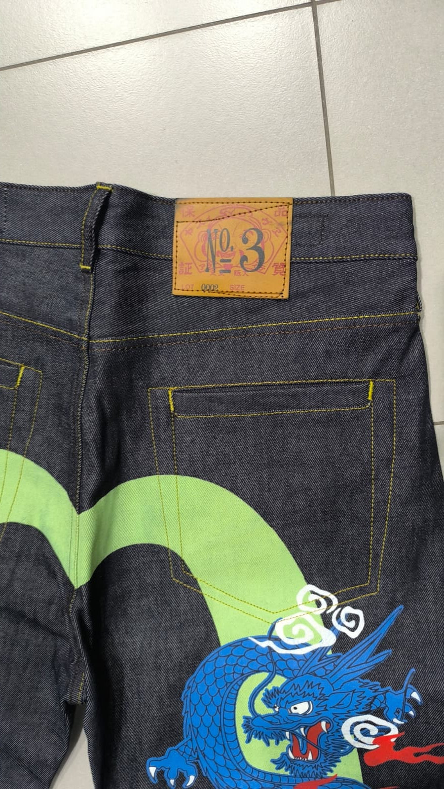 Raw Denim Jeans Evisu Blue Dragon Baggy Fit (M)