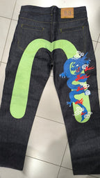 Raw Denim Jeans Evisu Blue Dragon Baggy Fit (M)
