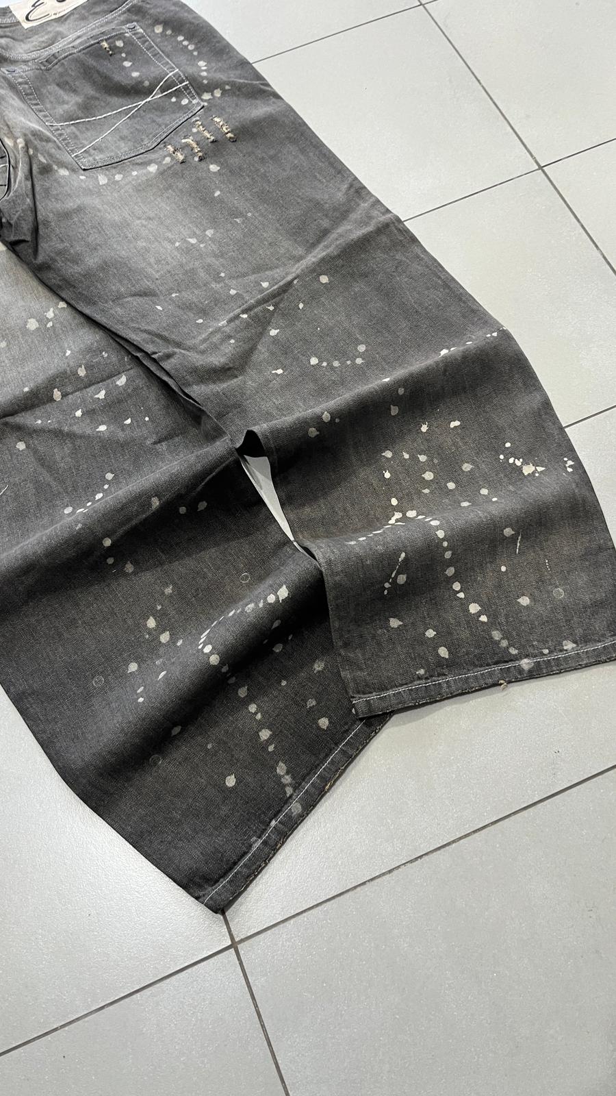 Denim Jeans Enyce Black Painted Baggy Fit (XL)