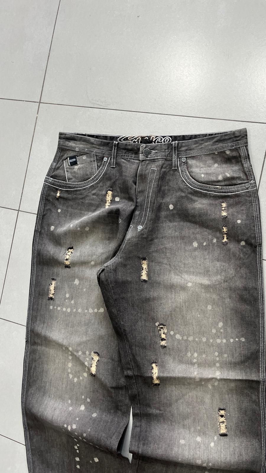 Denim Jeans Enyce Black Painted Baggy Fit (XL)